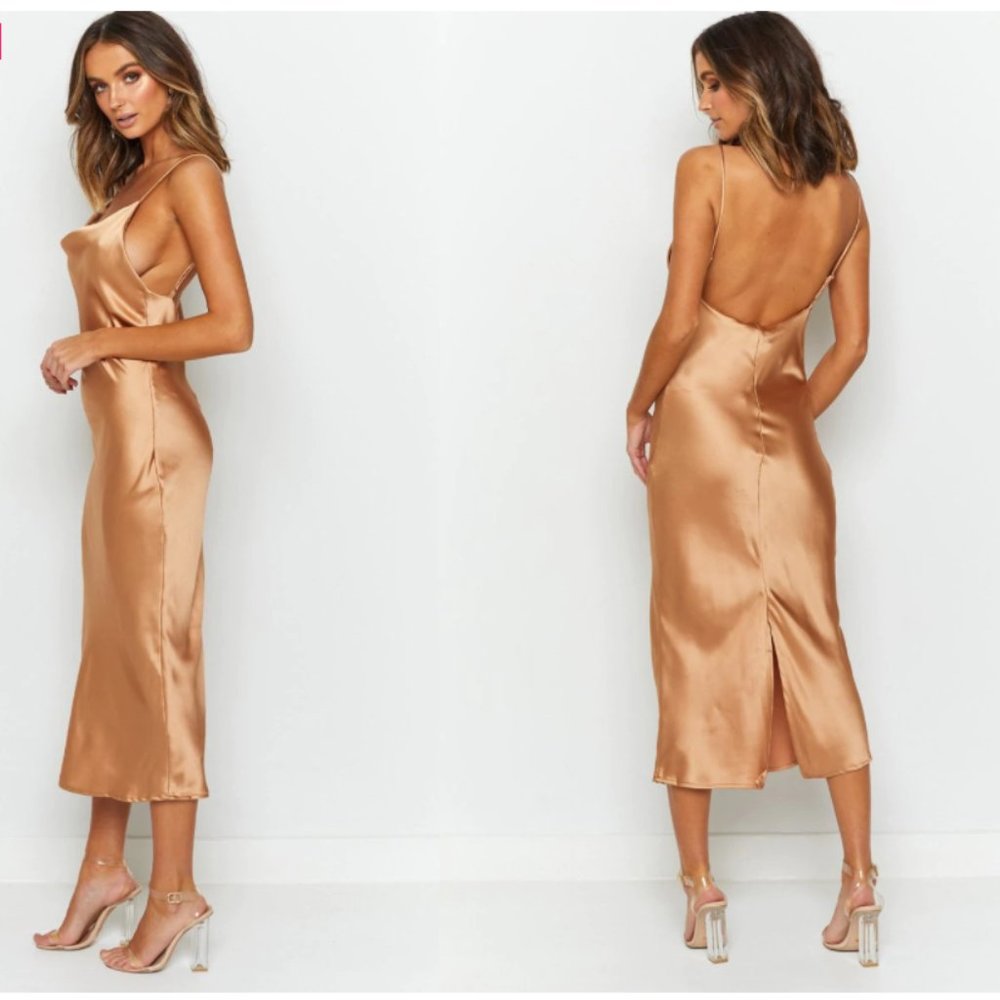 Satin Midi Slip Dress | 4/Small